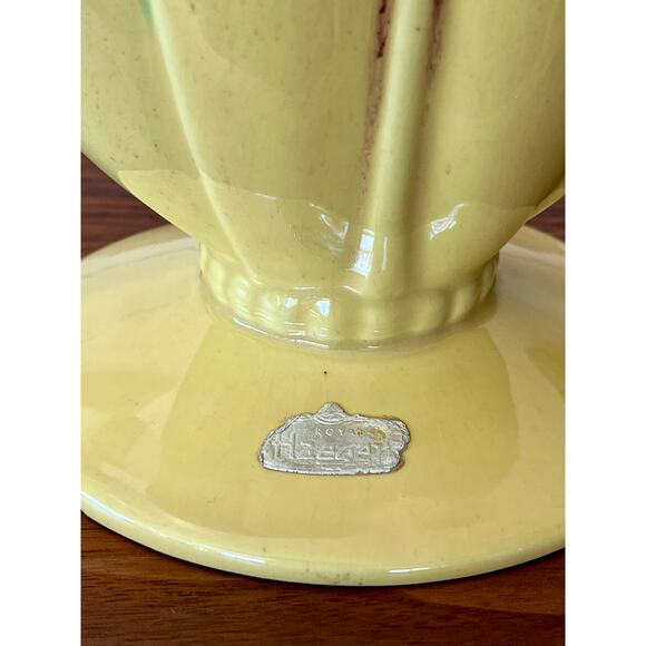 Royal Haeger Glazed Ceramic Yellow Brown Tulip Vase Ceramic Blended Beaded Base - Picture 4 of 13